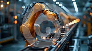 Robots Assembling Components on a Production Line in a Factory
