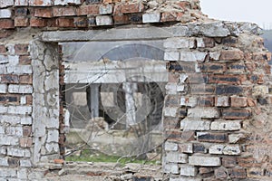 Industrial ruins and old brick walls close-up