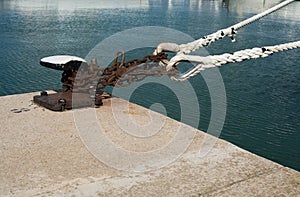 Industrial rusty mooring chain