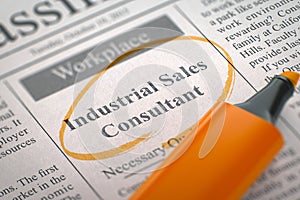 Industrial Sales Consultant Job Vacancy. 3D.