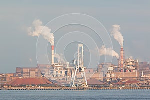 Industrial scene background. Landscape of industry at port.