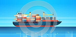 Industrial sea cargo logistics container import export freight ship water delivery transportation concept international