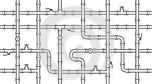 Industrial Seamless Pattern of Interwoven Pipes in Outline Style