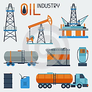 Industrial set of oil and petrol icon