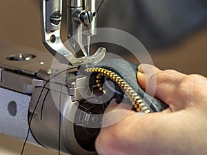 Industrial Sewing machine operated in workshop