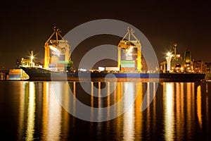 Industrial Ship at Night Trading