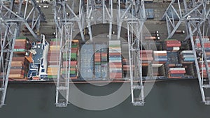 Industrial shipping port in Bangkok, Thailand