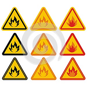Industrial sign, set, danger of fire, eps.