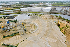 Industrial site construction buildings industry zone of a oil storage tanks terminal