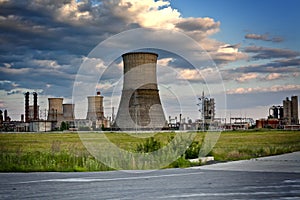 Industrial site - refinery with large towers