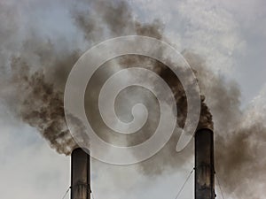 Industrial smoke from chimney, hot globle