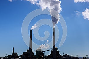 Industrial smoke stack coal power plant