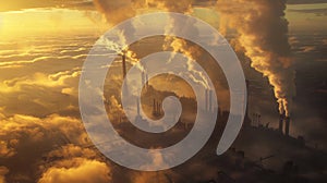 Industrial Complex at Sunrise.AI generated image