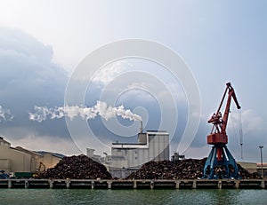 Industrial smoking chimney