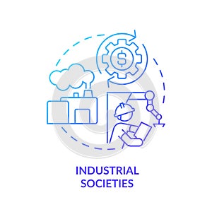 Industrial societies blue gradient concept icon