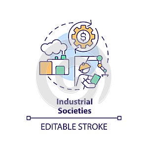 Industrial societies multi color concept icon