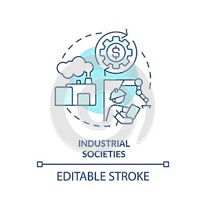 Industrial societies soft blue concept icon