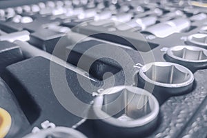 Industrial Socket Set inside Toolbox, Ratchet Socket Kit