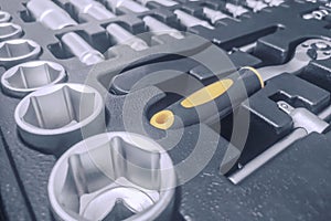 Industrial Socket Set inside Toolbox, Ratchet Socket Kit