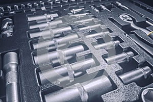 Industrial Socket Set inside Toolbox, Ratchet Socket Kit