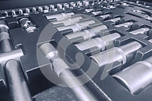 Industrial Socket Set inside Toolbox, Ratchet Socket Kit