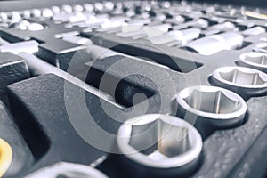 Industrial Socket Set inside Toolbox, Ratchet Socket Kit