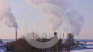 Industrial steam smokestack. Industrial steam rising from a smoke stack. Environmental Crime.