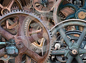 Industrial Steampunk Background, Gears, Wheels