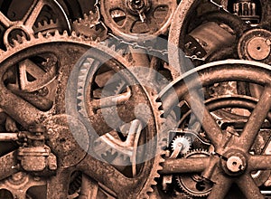 Industrial Steampunk Background, Gears, Wheels