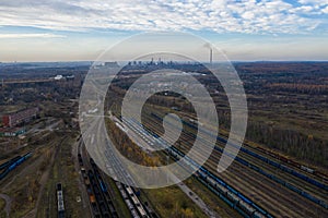 Industrial steel factory, iron works. Metallurgical plant. steelworks. Heavy industry in Europe, Poland, Dabrowa Gornicza. Air