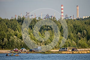 Industrial steel factory, iron works. Metallurgical plant. steelworks. Heavy industry in Europe, Poland, Dabrowa Gornicza. Air