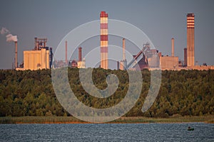 Industrial steel factory, iron works. Metallurgical plant. steelworks. Heavy industry in Europe, Poland, Dabrowa Gornicza. Air