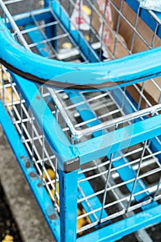 Industrial Steel Or Metal Transport Trolley Painted Blue