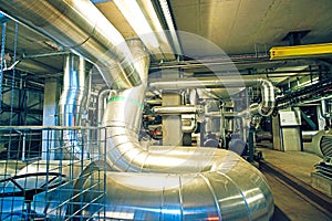 Industrial Steel pipelines, valves, cables and walkways