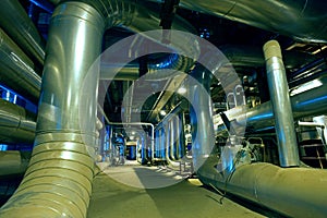 Industrial Steel pipelines, valves, cables and walkways