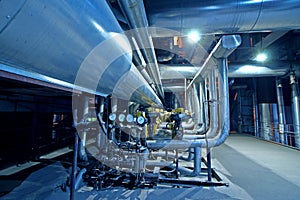 Industrial Steel pipelines, valves, cables and walkways