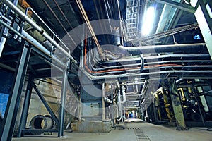 Industrial Steel pipelines, valves, cables and walkways