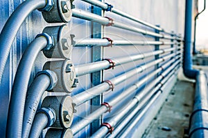 Industrial steel tube at the rooftop building