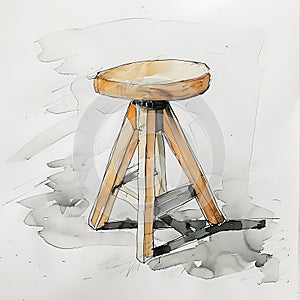Industrial Style Barstool Watercolor Illustration