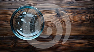 Industrial Style Glass Bowl Of Water On Wooden Table - Creative Commons Attribution