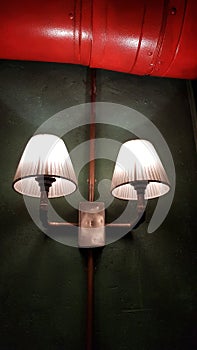 Industrial style lamp with  two white lampshades