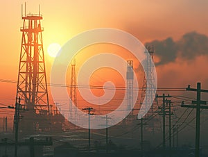 Industrial Sunset Silhouette