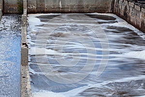 Industrial tanks for oxygen aeration in wastewater treatment plant photo