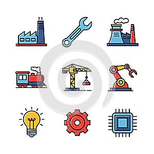 Industrial and Technological Icons Set