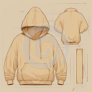 Industrial Texture Hoodie With Detailed Penciling And Layered Design