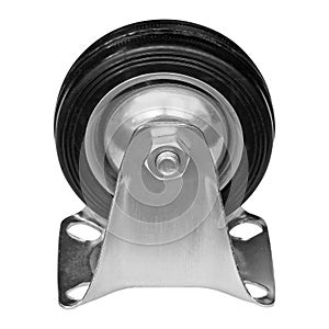 Industrial trolley single swivel rubber caster wheels with top steel plate