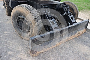 Industrial truck ladles at construction site