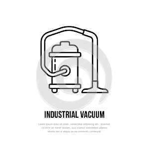 Industrial vacuum cleaner flat line icon, logo. Vector illustration of household appliance for housework equipment shop photo