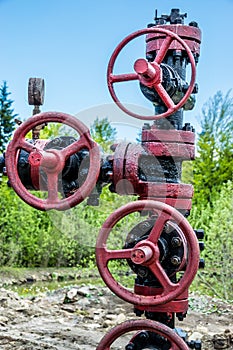 Industrial valves of oil mining station