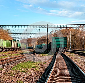 Industrial view with freight cars on a railway track